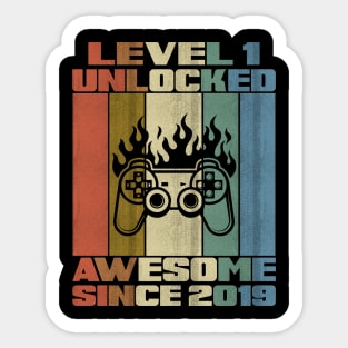 Level 1 Unlocked Birthday 1 Year1 Old Awesome Since 2019 Sticker